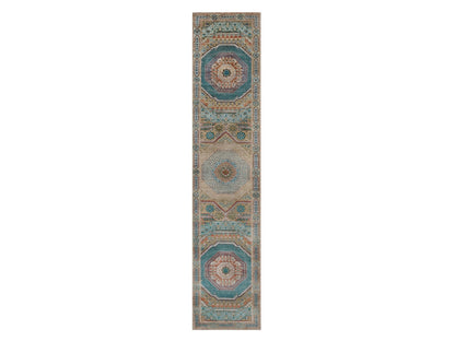 Brown 2'7" x 12'1" Mamluk Hand knotted Wool/Silk Rug - Sku: O091903