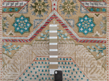 Brown 2'7" x 12'1" Mamluk Hand knotted Wool/Silk Rug - Sku: O091903
