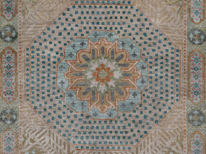 Brown 2'7" x 9'11" Mamluk Hand knotted Wool/Silk Rug - Sku: O091904