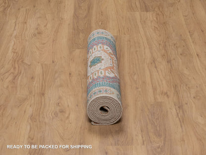 Brown 2'7" x 9'11" Mamluk Hand knotted Wool/Silk Rug - Sku: O091904