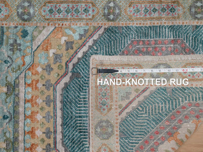 Brown 2'7" x 9'11" Mamluk Hand knotted Wool/Silk Rug - Sku: O091904
