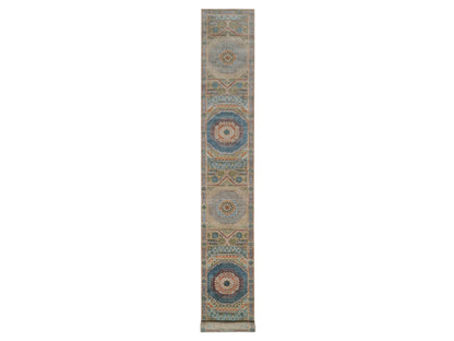 Brown 2'8" x 19'10" Mamluk Hand knotted Wool/Silk Rug - Sku: O091906