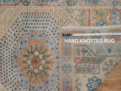 Brown 2'8" x 19'10" Mamluk Hand knotted Wool/Silk Rug - Sku: O091906