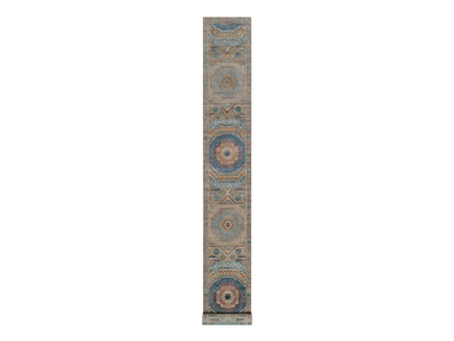 Mamluk Mamluk hand-knotted wool/silk runner in Brown, 2'6" x 21'10" — SKU O091907