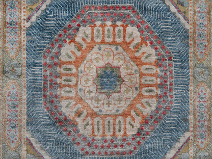 Brown 2'6" x 21'10" Mamluk Hand knotted Wool/Silk Rug - Sku: O091907