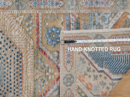 Brown 2'6" x 21'10" Mamluk Hand knotted Wool/Silk Rug - Sku: O091907