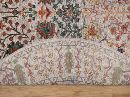 Transitional hand-knotted wool/silk rug in Ivory, 6' x 6' — SKU O091908 (view 3)