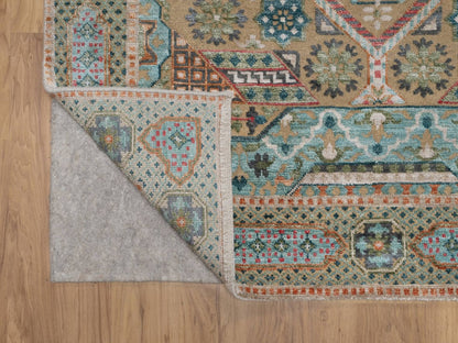 Brown 4'1" x 6'0" Mamluk Hand knotted Wool/Silk Rug - Sku: O091912