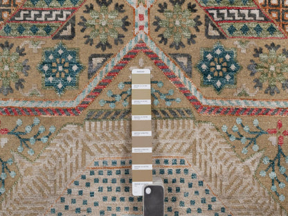 Brown 4'1" x 6'0" Mamluk Hand knotted Wool/Silk Rug - Sku: O091912