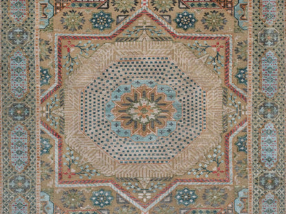 Brown 4'1" x 6'0" Mamluk Hand knotted Wool/Silk Rug - Sku: O091912