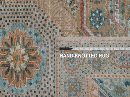 Brown 4'1" x 6'0" Mamluk Hand knotted Wool/Silk Rug - Sku: O091912