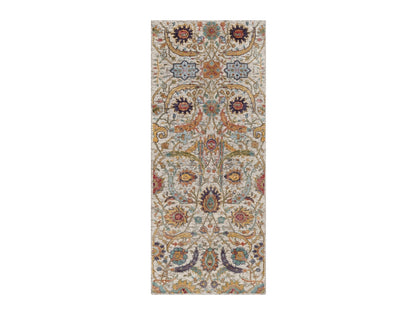 Transitional hand-knotted wool/silk runner in Ivory, 2'5" x 5'11" — SKU O091915