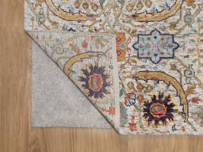 Transitional hand-knotted wool/silk runner in Ivory, 2'5" x 5'11" — SKU O091915 (view 3)