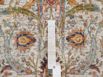 Transitional hand-knotted wool/silk runner in Ivory, 2'5" x 5'11" — SKU O091915 (view 4)