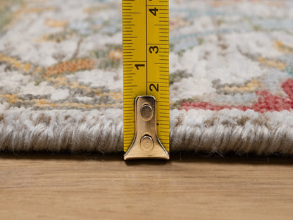 Transitional hand-knotted wool/silk runner in Ivory, 2'5" x 5'11" — SKU O091915 (view 7)