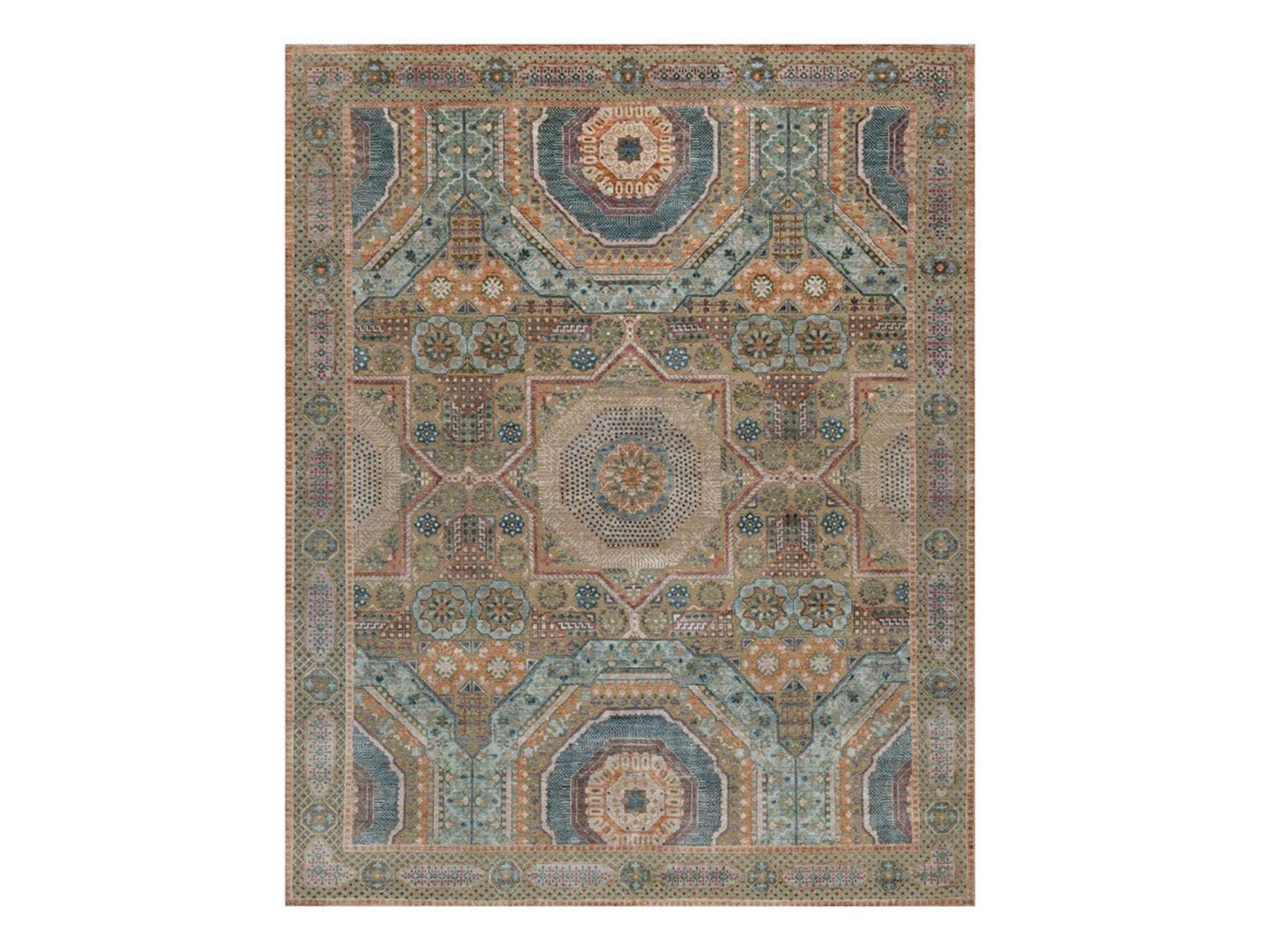 Brown 7'11" x 10'0" Mamluk Hand knotted Wool/Silk Rug - Sku: O091918