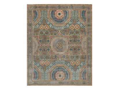 Brown 7'11" x 10'0" Mamluk Hand knotted Wool/Silk Rug - Sku: O091918