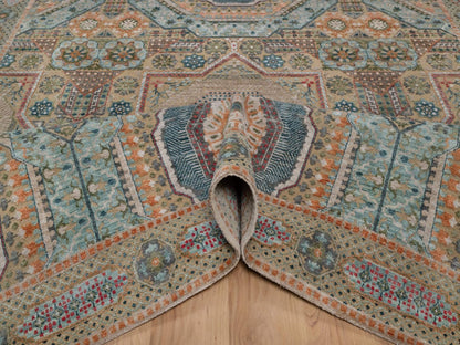 Brown 7'11" x 10'0" Mamluk Hand knotted Wool/Silk Rug - Sku: O091918