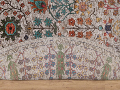 Transitional hand-knotted wool/silk rug in Ivory, 7'10" x 7'10" — SKU O091919 (view 4)