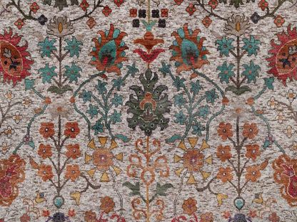 Transitional hand-knotted wool/silk rug in Ivory, 7'10" x 7'10" — SKU O091919 (view 8)