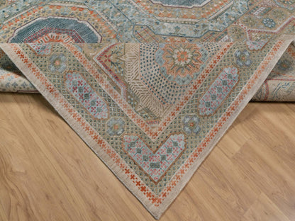 Brown 11'11" x 18'3" Mamluk Hand knotted Wool/Silk Rug - Sku: O091920