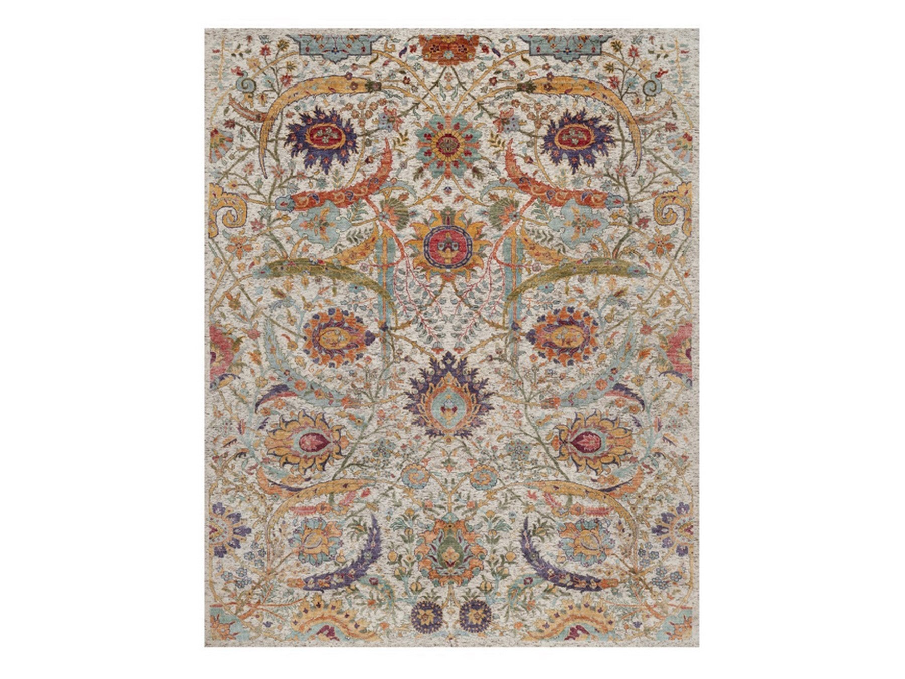 Ivory 7'10" x 9'11" Transitional Hand knotted Wool/Silk Rug - Sku: O091922