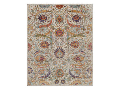 Ivory 7'10" x 9'11" Transitional Hand knotted Wool/Silk Rug - Sku: O091922