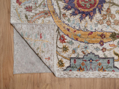 Ivory 7'10" x 9'11" Transitional Hand knotted Wool/Silk Rug - Sku: O091922