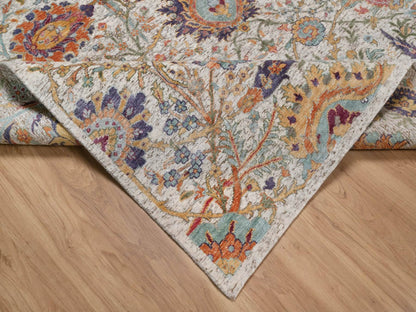 Ivory 7'10" x 9'11" Transitional Hand knotted Wool/Silk Rug - Sku: O091922