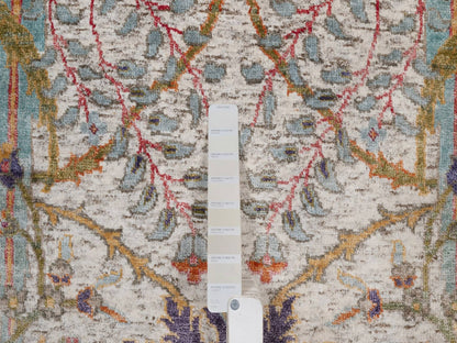 Ivory 7'10" x 9'11" Transitional Hand knotted Wool/Silk Rug - Sku: O091922