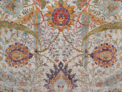 Ivory 7'10" x 9'11" Transitional Hand knotted Wool/Silk Rug - Sku: O091922