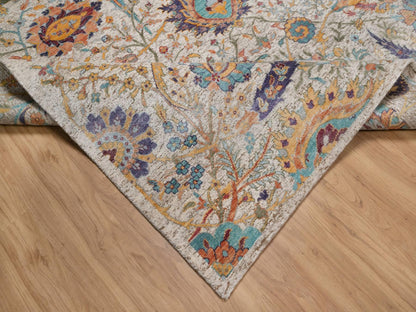 Ivory 7'11" x 10'0" Transitional Hand knotted Wool/Silk Rug - Sku: O091923