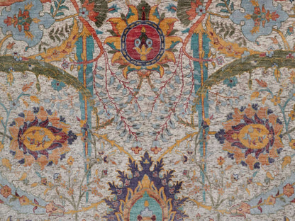 Transitional hand-knotted wool/silk rug in Ivory, 7'11" x 10' — SKU O091923 (view 8)