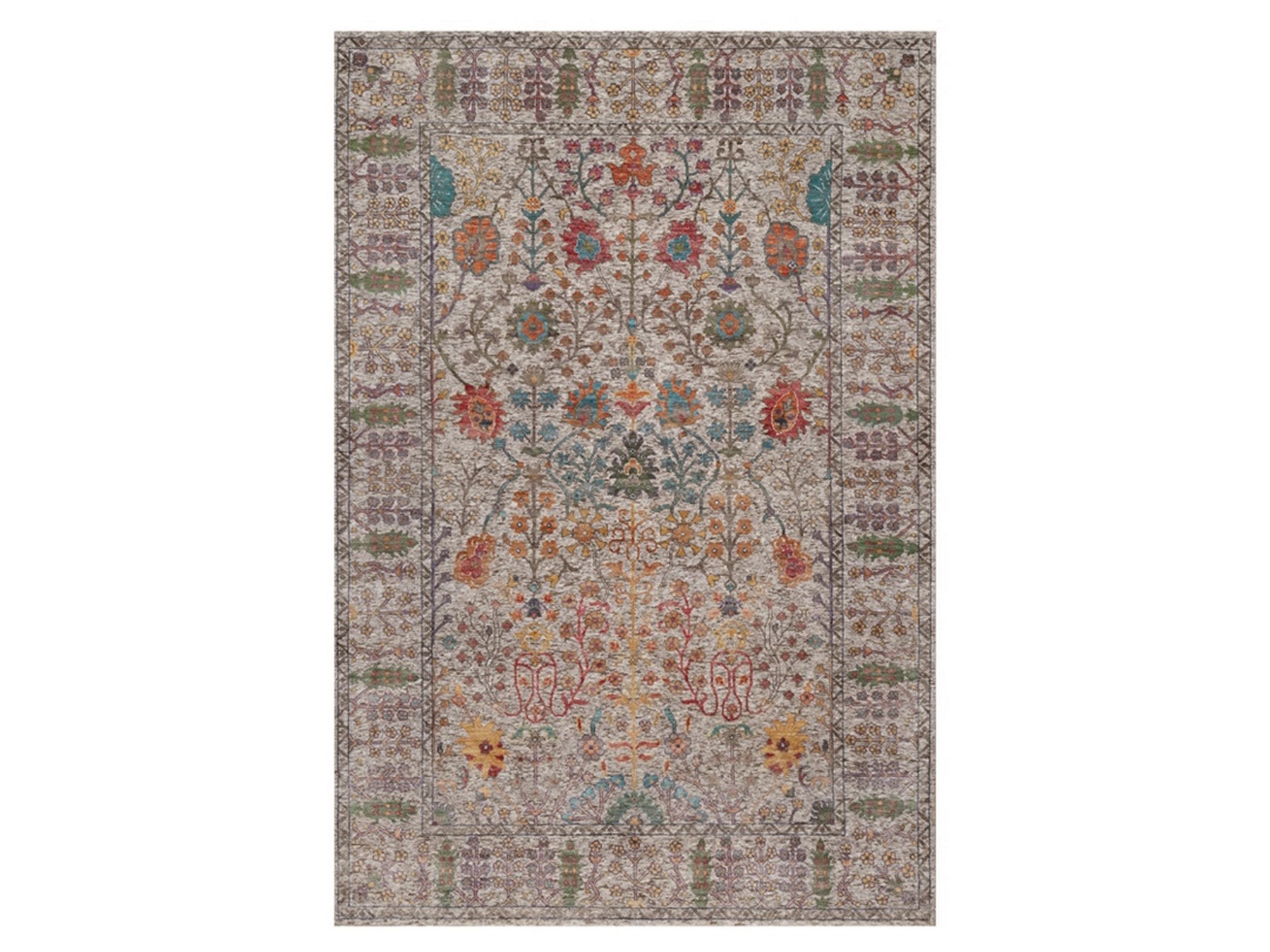 Ivory 6'0" x 8'11" Transitional Hand knotted Wool/Silk Rug - Sku: O091927