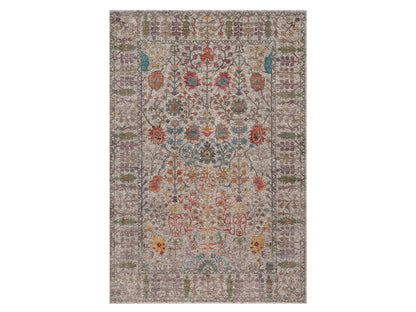 Transitional hand-knotted wool/silk rug in Ivory, 6' x 8'11" — SKU O091927