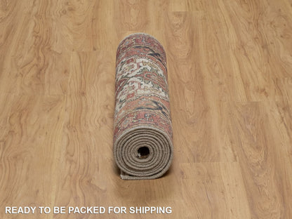 Heriz Heriz hand-knotted wool runner in Ivory & Red, 2'5" x 10'1" — SKU O091928 (view 6)