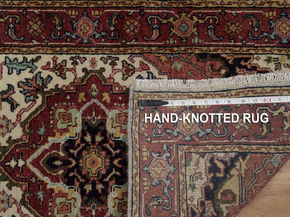 Heriz Heriz hand-knotted wool runner in Ivory & Red, 2'5" x 10'1" — SKU O091928 (view 8)