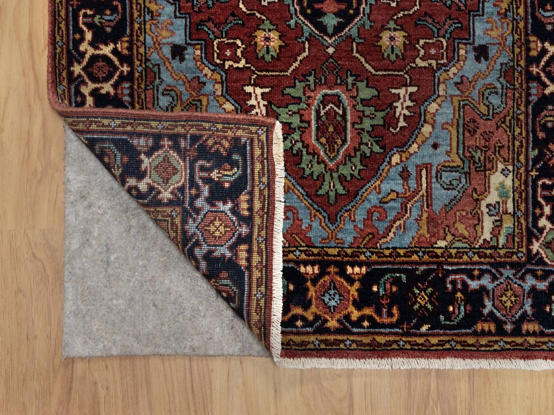 Heriz Heriz hand-knotted wool runner in Red & Navy Blue, 2'8" x 8'1" — SKU O091929 (view 3)