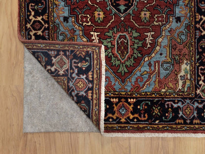 Heriz Heriz hand-knotted wool runner in Red & Navy Blue, 2'8" x 8'1" — SKU O091929 (view 3)