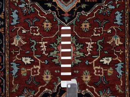 Heriz Heriz hand-knotted wool runner in Red & Navy Blue, 2'8" x 8'1" — SKU O091929 (view 4)