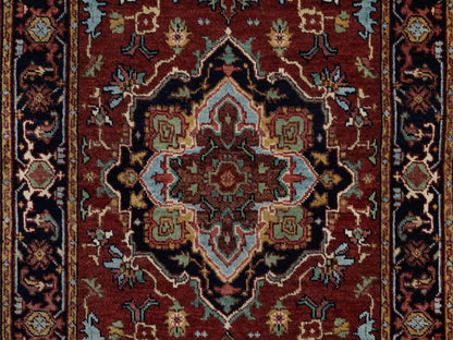Heriz Heriz hand-knotted wool runner in Red & Navy Blue, 2'8" x 8'1" — SKU O091929 (view 5)