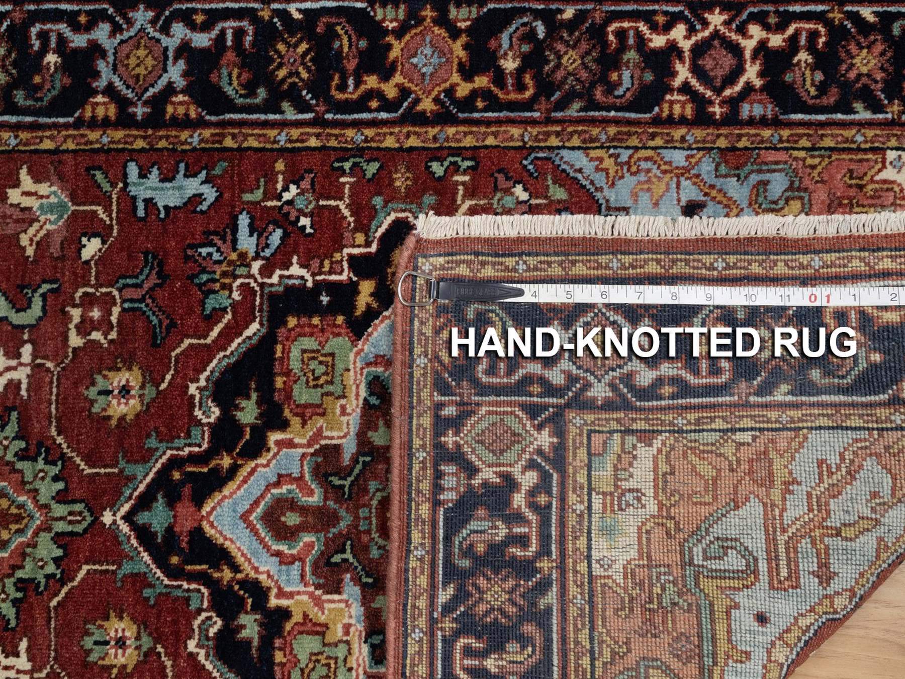 Heriz Heriz hand-knotted wool runner in Red & Navy Blue, 2'8" x 8'1" — SKU O091929 (view 8)