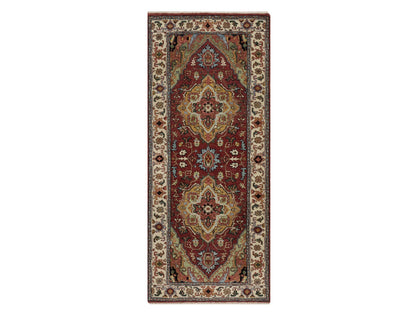 Heriz Heriz hand-knotted wool runner in Red & Ivory, 2'7" x 6'1" — SKU O091930