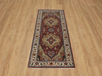 Heriz Heriz hand-knotted wool runner in Red & Ivory, 2'7" x 6'1" — SKU O091930 (view 2)