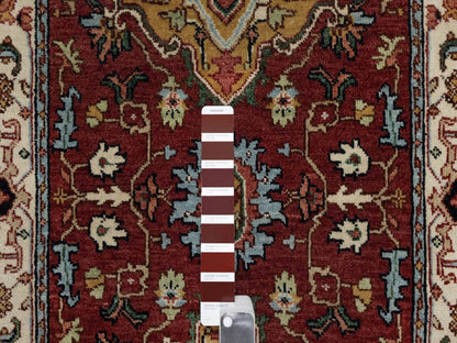 Heriz Heriz hand-knotted wool runner in Red & Ivory, 2'7" x 6'1" — SKU O091930 (view 4)