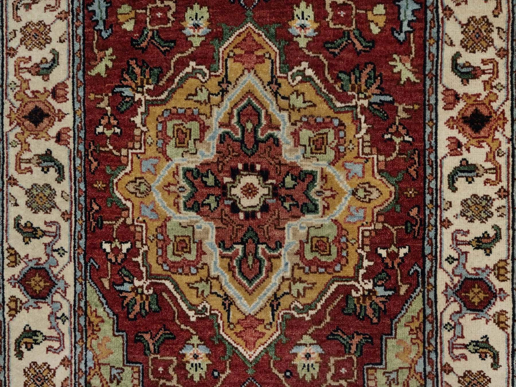 Heriz Heriz hand-knotted wool runner in Red & Ivory, 2'7" x 6'1" — SKU O091930 (view 5)
