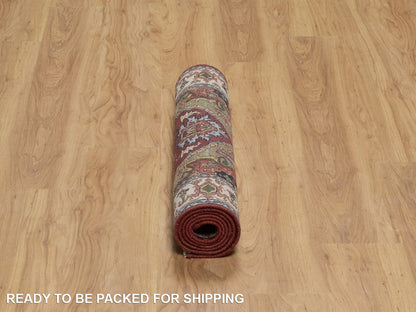 Red 2'7" x 6'1" Heriz Hand knotted Wool Rug - Sku: O091930
