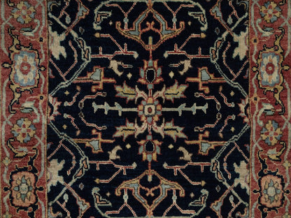 Blue 2'7" x 10'2" Heriz Hand knotted Wool Rug - Sku: O091933