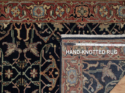 Blue 2'7" x 10'2" Heriz Hand knotted Wool Rug - Sku: O091933