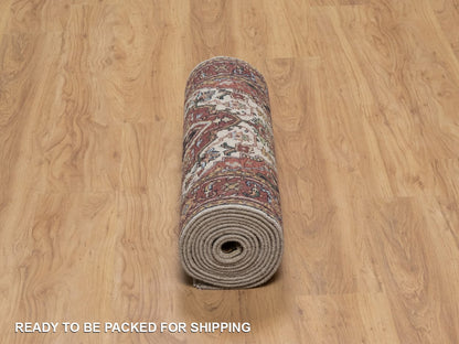 Heriz Heriz hand-knotted wool runner in Ivory & Red, 2'6" x 14'2" — SKU O091934 (view 6)